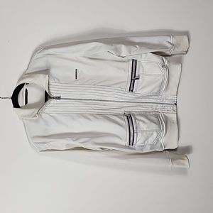 Vintage SEAN JOHN Mens Large Track Jacket Off White Full Zip Long Sleeve